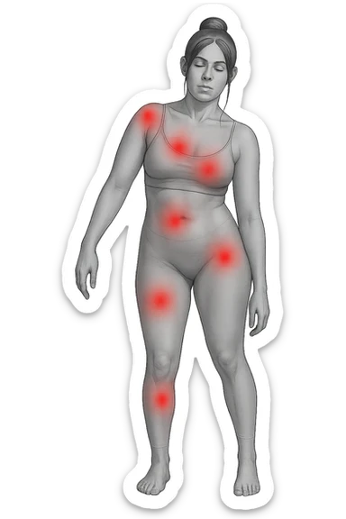 Donna asimmetrica con dolori immagine medica sticker