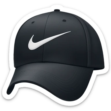 Black Nike baseball cap with Nike swoosh logo on the front. Just the cap alone without a person. sticker