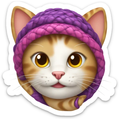 cute cat with a snake hat sticker