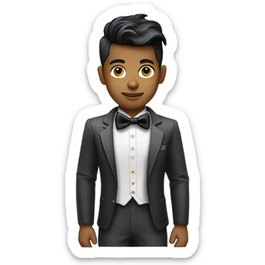 futuristic boy with bow tie and a pompadour haircut  sticker