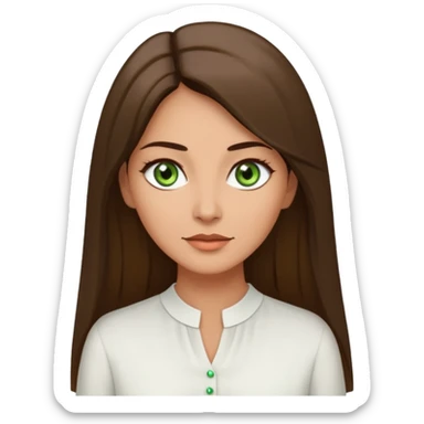 Pretty middle age woman with green eyes and long straight Ash-brown hair  sticker