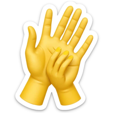 3D yellow hand emoji, side view clapping hands, index middle ring fingers bent, simple sticker