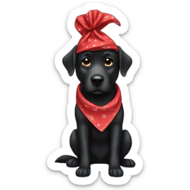 black-dog-with-a-red-bandana-around-its-neck sticker