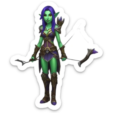 warcraft night elf hunter female holding bow sticker