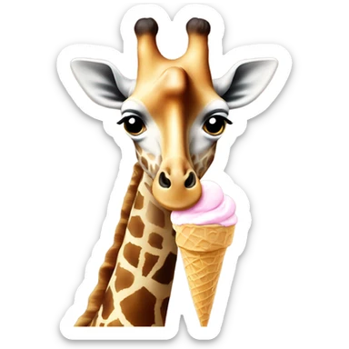 Giraffe eating ice cream  sticker