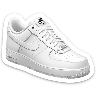 White Nike Air Force 1 sneaker with clean design and Nike swoosh from another angle sticker
