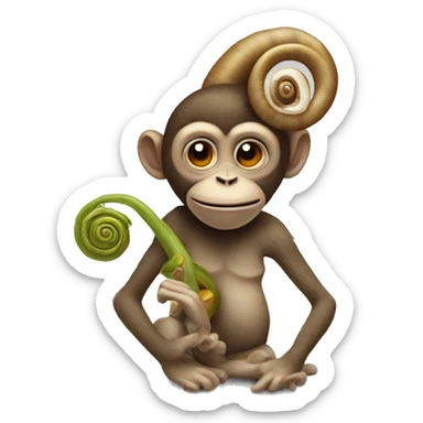 The head of a monkey attached to a snail sticker