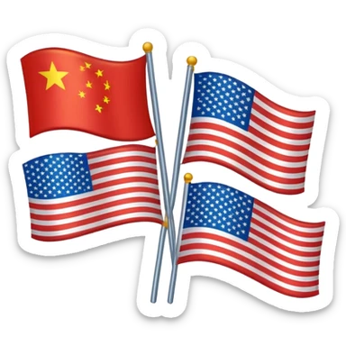 chinese korean and american flags blended together as one sticker