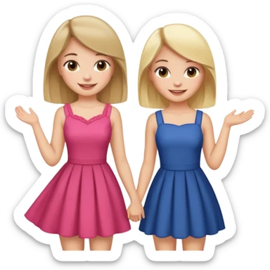 a brunette girl and a blonde girl in cute dresses smiling friends sticker