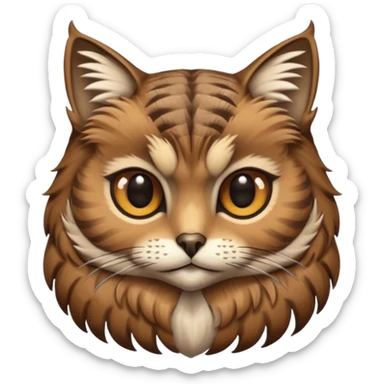 A animal with a Owl body brown tabby cat head and tail sticker