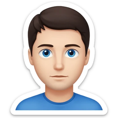 homme yeux bleu azur cheveux brun foncé sticker