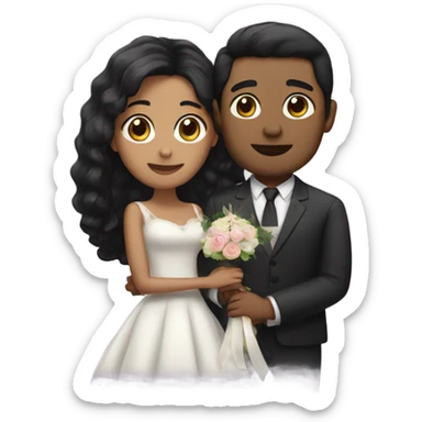 married, a couple with black hair sticker