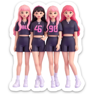 Blackpink K-pop girl group four members vibrant and fun sticker