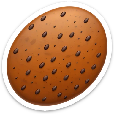 realistic seed, detailed macro close-up, textured surface with natural patterns, shades of brown and little beige with a very few small equal sized distinctive black speckles, oval-shaped, glossy, studio lighting, sharp focus, high-resolution photography, isolated on neutral background sticker