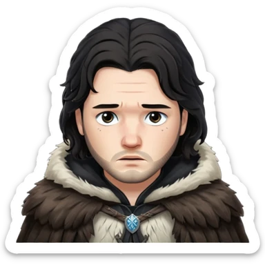 Jon Snow Sad from Games of throne character face only younger sticker