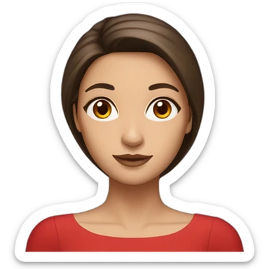 brunette with long straight hair with brown eyes in an evening red dress sticker