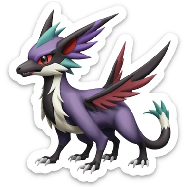 Noibat-Noivern-Mightyena-Silvally-Fakémon-hybrid-creature (full body)  sticker