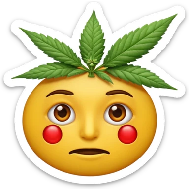 Emoji fatigué avec des cernes et un expression de paresseux comme si il avait fumé du cannabis sticker