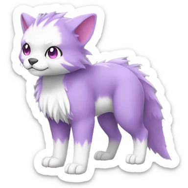 Cute cool purple white pink animal hybrid Fakemon full body sticker