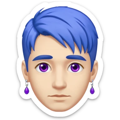 blue haired man with purple earrings sticker