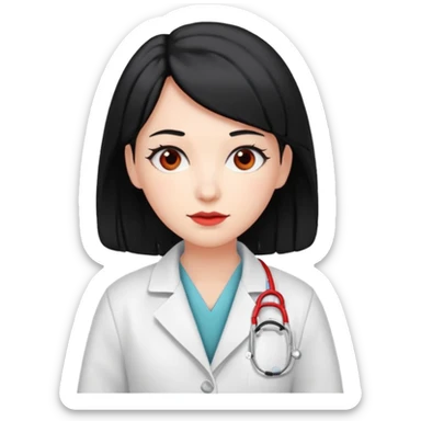 doctor with black hair and red hairclips  sticker