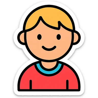 child, lineal color icon with black outlines, simple and modern sticker