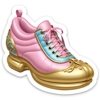 vintage rococo pale gold & pink inflatable puffy shoe sticker