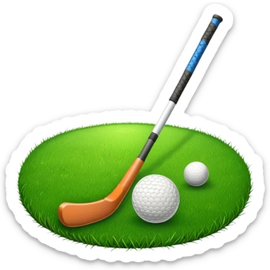 green grass, field hockey stick, field hockey ball sticker