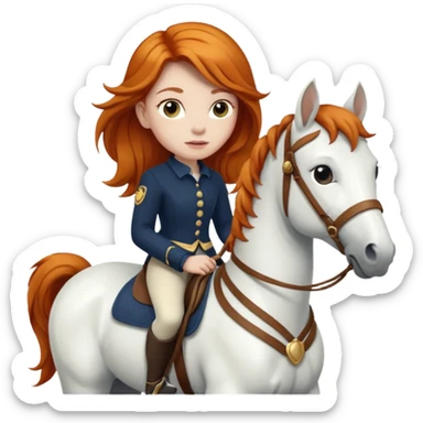 Ginger hair girl on a white horse sticker