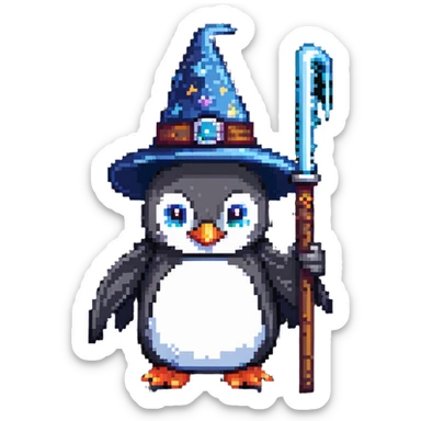 magical penguin wizard sticker