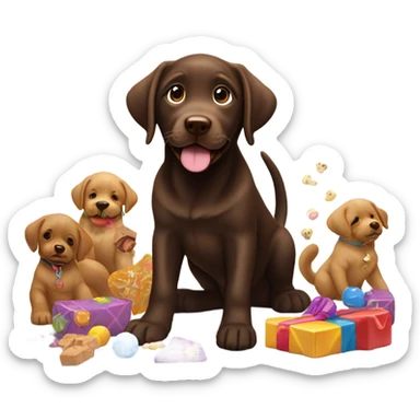 Chocolate lab puppy celebrating success sticker