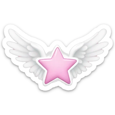 Light pink star with white angel wings sticker