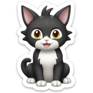 Sitting-Black-and-White-face-cat-dragon-type-pokemon sticker