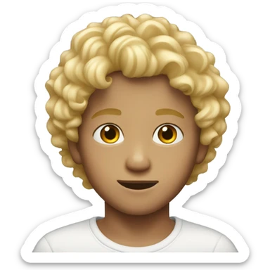 young boy with blond curly hair  sticker