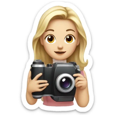 cute white girl with camera in her hands sticker