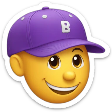 purple baseball cap that is happy sticker