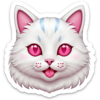 Cat emoji with heart eyes mixed with drooling emoji, cat style jaw, retain drool sticker