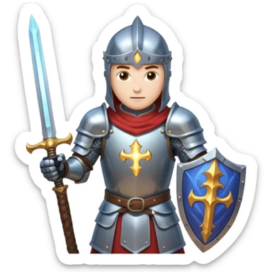 Battle mage: a knight in armor wielding both sword and magic sticker