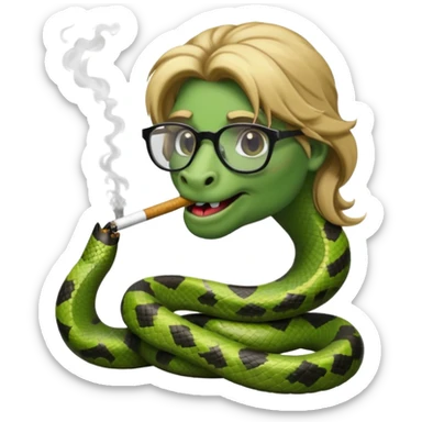 can you create a sneaky bitch SNAKE with big glasses smoking a cigarrette? the SNAKE needs to have dirty blonde hair sticker