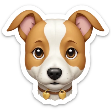 a full body facing front on of a buff white beagle cross jack russell terrier looking dog the size of a kelpie with light brown long ears resting on its face and a light brown patch above one eye and a large snout. the rest of the dog is completely white.  sticker