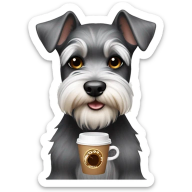 Mini schnauzer with coffee sticker