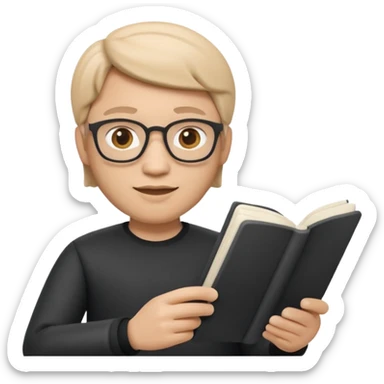 Apple Memoji-style 3D emoji of a playwright with a script in hand, smooth gradients, rounded shapes, no background.
 sticker