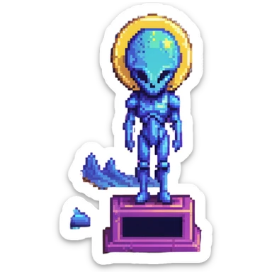 Alien civilization trophy with cosmic color spectrum, celestial blues and violet hues of distant galaxies sticker
