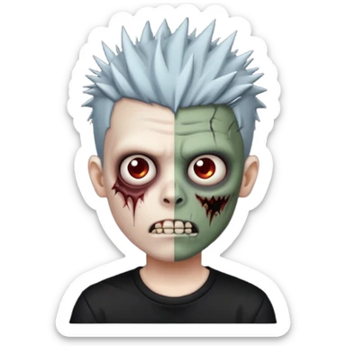 zombie boy with spiky emo hair and black shirt  sticker