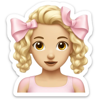 light pink bow on pretty girl sticker