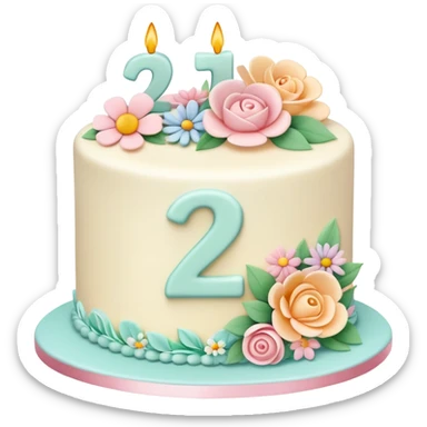 make a floral pastel cake that is aesthetic with the number 20 on it sticker