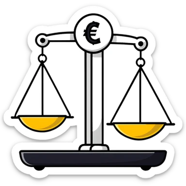 balance scale with euro symbols on the plates sticker