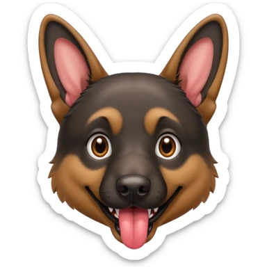 cartoon style dark German Shepherd dog with its tongue hanging out long sticker