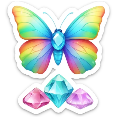One Rainbow-Diamond-Gem-Butterfly-Crystal-Fly sticker