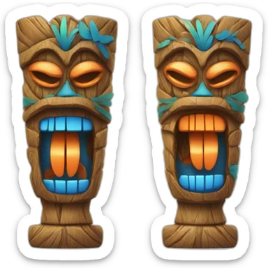 Tiki with colors blue and orange-butterfly-tornado-fun-love sticker